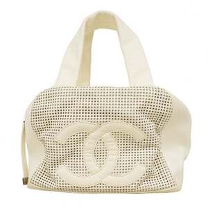 CHANEL White Caviar Leather Bag